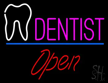 Dentist Tooth Logo Open Neon Sign