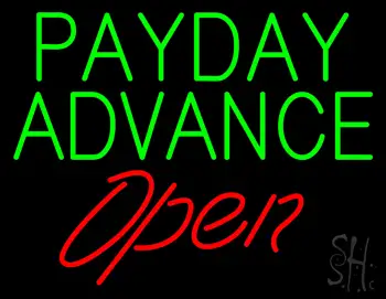 Green Payday Advance Red Open Neon Sign
