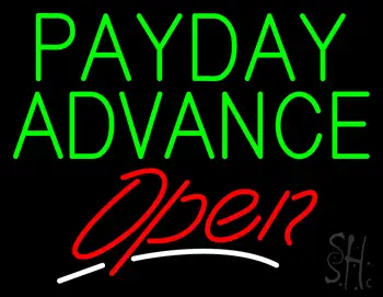 Green Payday Advance Open Neon Sign