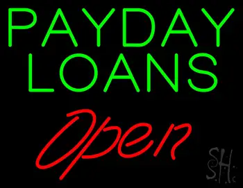Green Payday Loans Red Open Neon Sign
