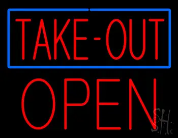 Take Out Block Open Neon Sign