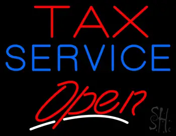 Red Tax Blue Service Open Neon Sign