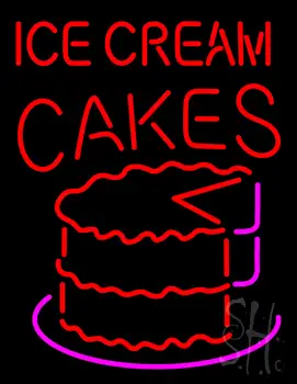Red Ice Cream Cakes Neon Sign