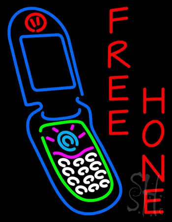Vertical Red Free Phone Neon Sign