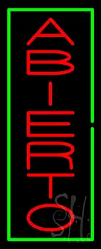 Vertical Red Abierto With Green Border Neon Sign