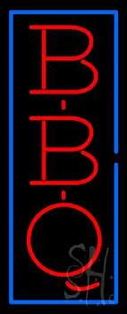 Vertical Red Bbq With Blue Border Neon Sign