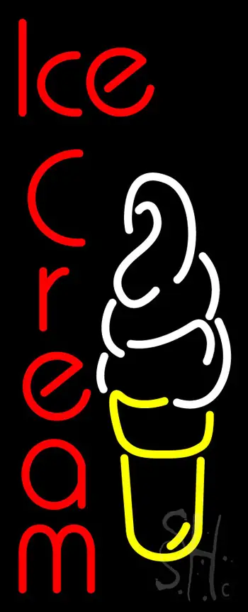 Vertical Red Ice Cream With Logo Neon Sign