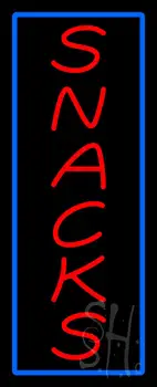 Vertical Red Snacks With Blue Border Neon Sign