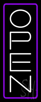 Open Vertical White Letters With Purple Border Neon Sign