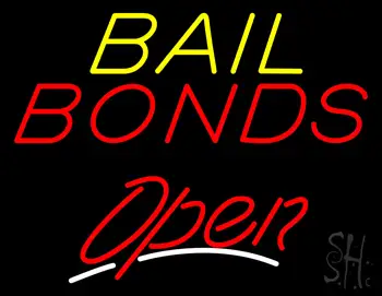 Yellow Bail Bonds Red Open Neon Sign