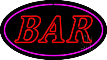 Bar Oval Pink Neon Sign