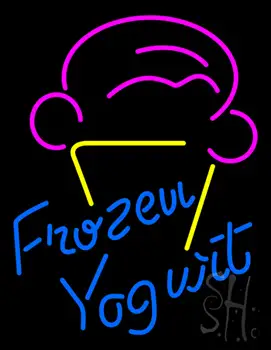 Blue Frozen Yogurt With Logo Neon Sign