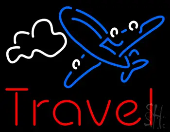 Red Travel Blue Aeroplane Neon Sign
