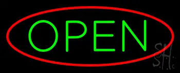 Open Oval Red Green Neon Sign