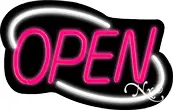 Deco Style Pink Open With White Border Neon Sign