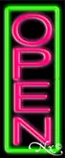 Green Border With Pink Vertical Open Neon Sign