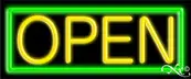 Green Border With Yellow Open Neon Sign