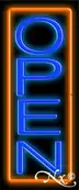 Orange Border With Blue Vertical Open Neon Sign