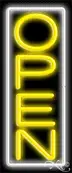 White Border With Yellow Vertical Open Neon Sign