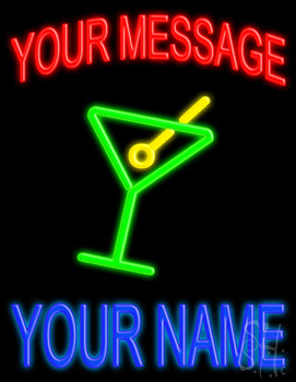 Custom Name With Martini Glass Neon Sign