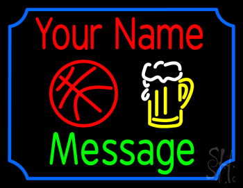 Custom Beer Glass And Basketball Neon Sign