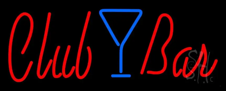 Club Bar With Martini Glass Neon Sign