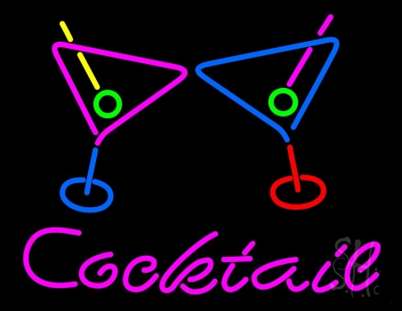 Cocktail With Two Wine Glasses Neon Sign