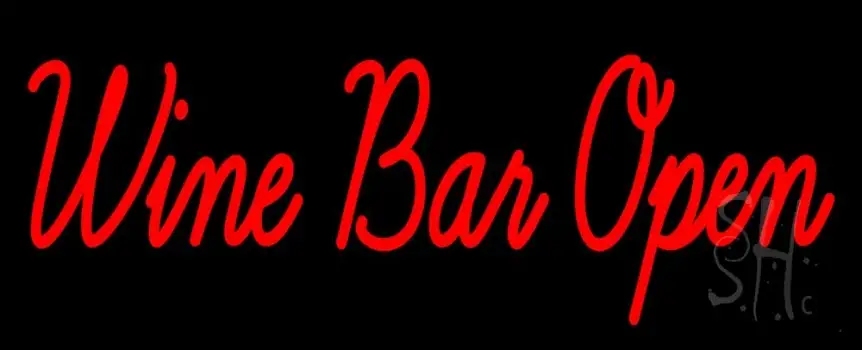 Cursive Red Wine Bar Open Neon Sign