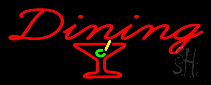 Dining With Martini Glass Neon Sign