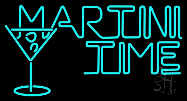 Martini Time With Martini Glass Neon Sign