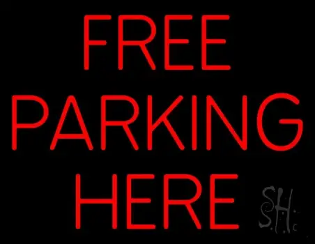 Red Free Parking Neon Sign