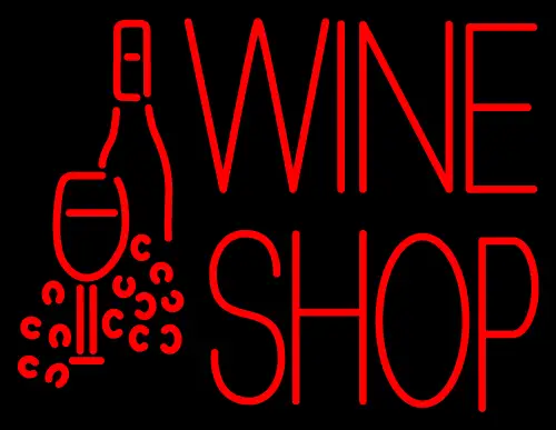 Wine Shop With Bottle And Glass Neon Sign