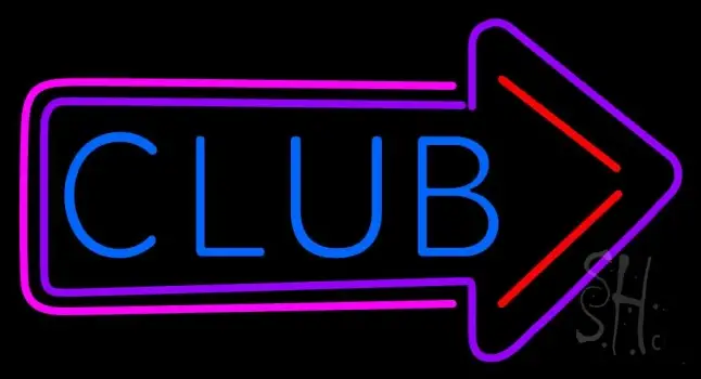 Club With Arrow Neon Sign