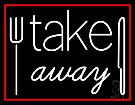 Take Away With Fork Neon Sign