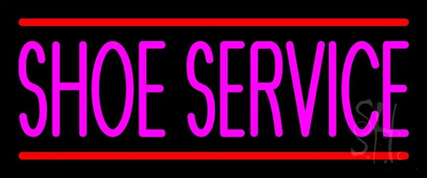 Pink Shoe Service With Line Neon Sign