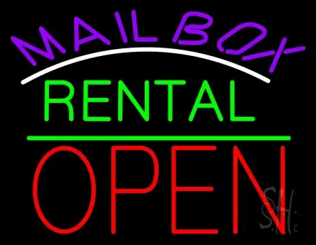 Purple Mailbox Turquoise Rental With Open 1 Neon Sign
