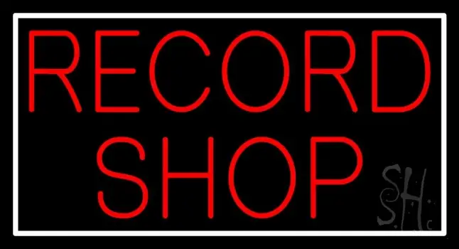 Red Record Shop Neon Sign