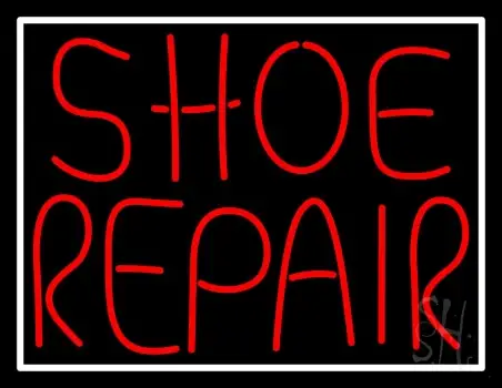 Red Shoe Repair With Border Neon Sign
