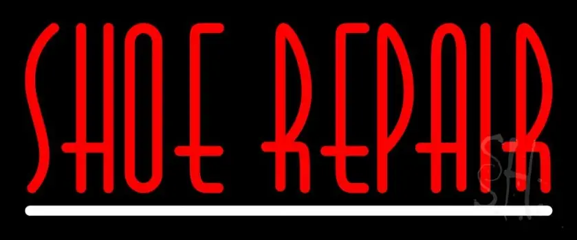 Red Shoe Repair With Line Neon Sign
