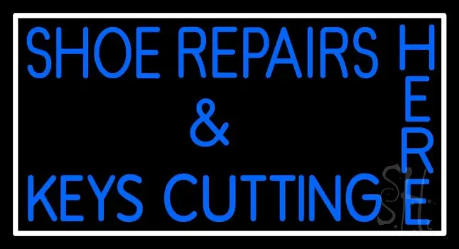 Shoe Repairs Key Cutting Here With Border Neon Sign