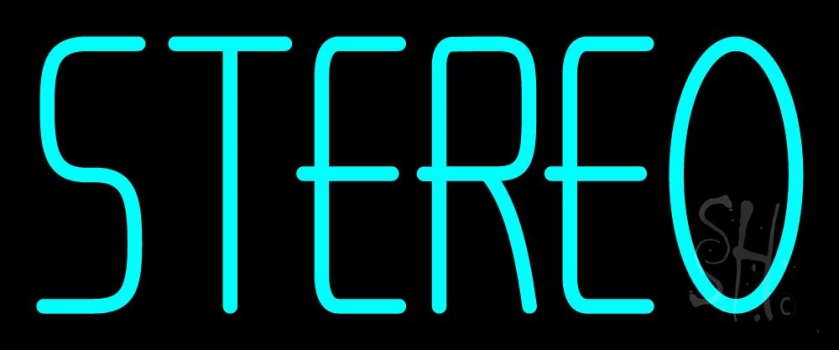 Turquoise Stereo Block Neon Sign