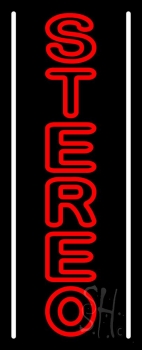 Vertical Red Stereo Block White Line Neon Sign