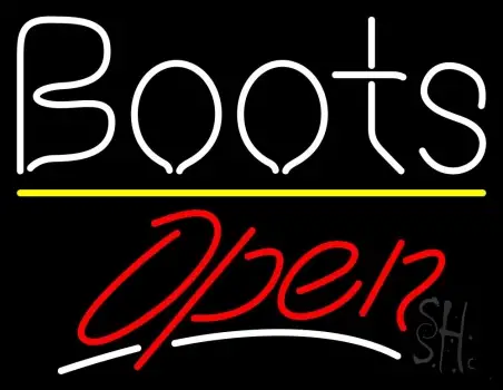 White Boots Open Neon Sign