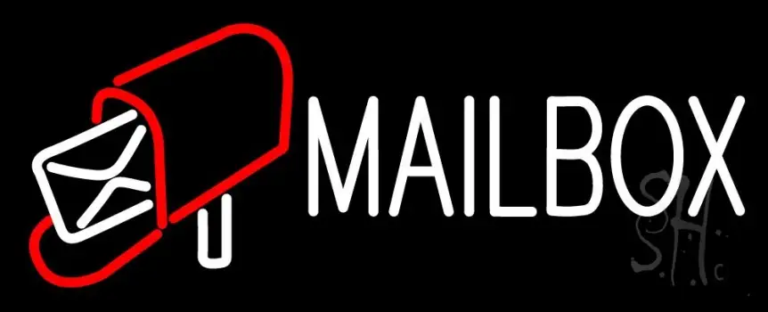 White Mailbox Red Logo Neon Sign