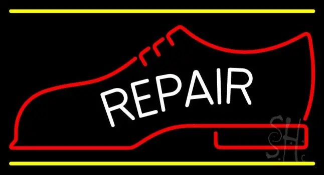 White Repair Shoe Logo Neon Sign