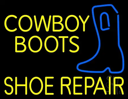 Yellow Cowboy Boots Shoe Repair Neon Sign