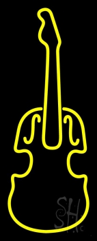 Yellow Violin Logo Neon Sign