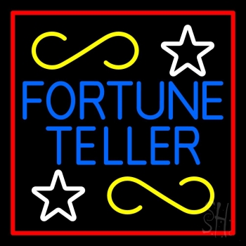 Blue Fortune Teller With Red Border Neon Sign