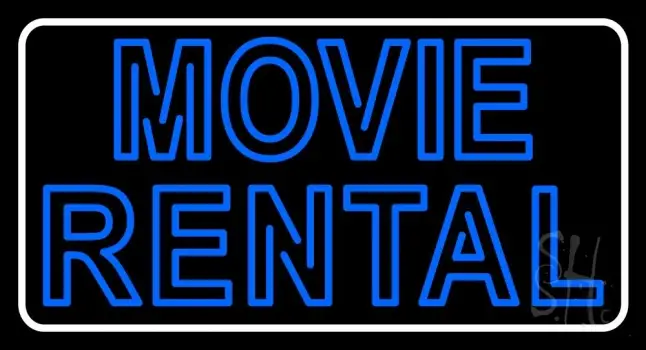 Blue Movie Rental Neon Sign