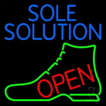 Blue Sole Solution Open Neon Sign